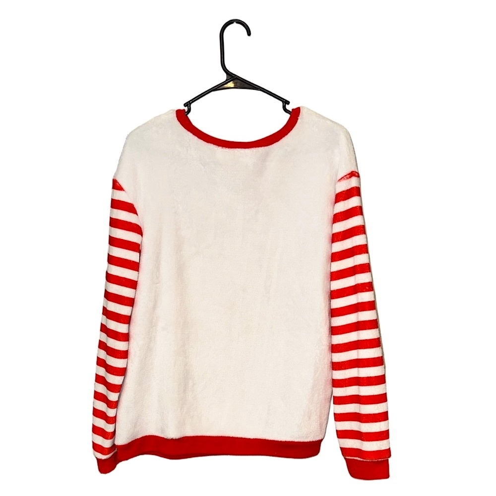 Wound Up Red and White “Oh Deer” Fuzzy Christmas Sweater - Picture 2 of 4